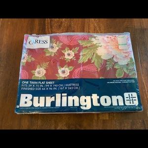 Burlington Caress Bordeaux Roses Floral Vintage Twin Flat Sheet Shabby Chic